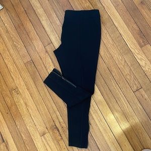Ponte leggings with pin tuck down the center and zipper at the legs
